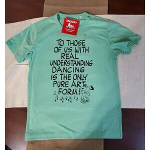 NWT 2012 mint green Vintage Peanuts T-shirt w/ Snoopy dancing graphic Size Small